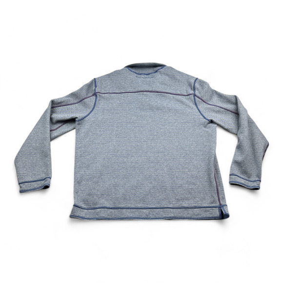 Tommy Bahama Sweater Adult LARGE Blue Gray Reversible Pullover Striped Solid - Picture 4 of 12